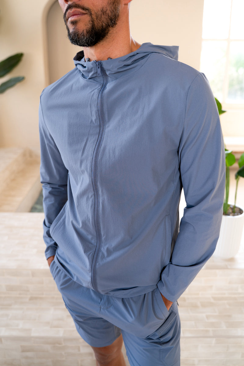 Premium Technical Windbreaker Jacket - Steel Blu | Xtralitty