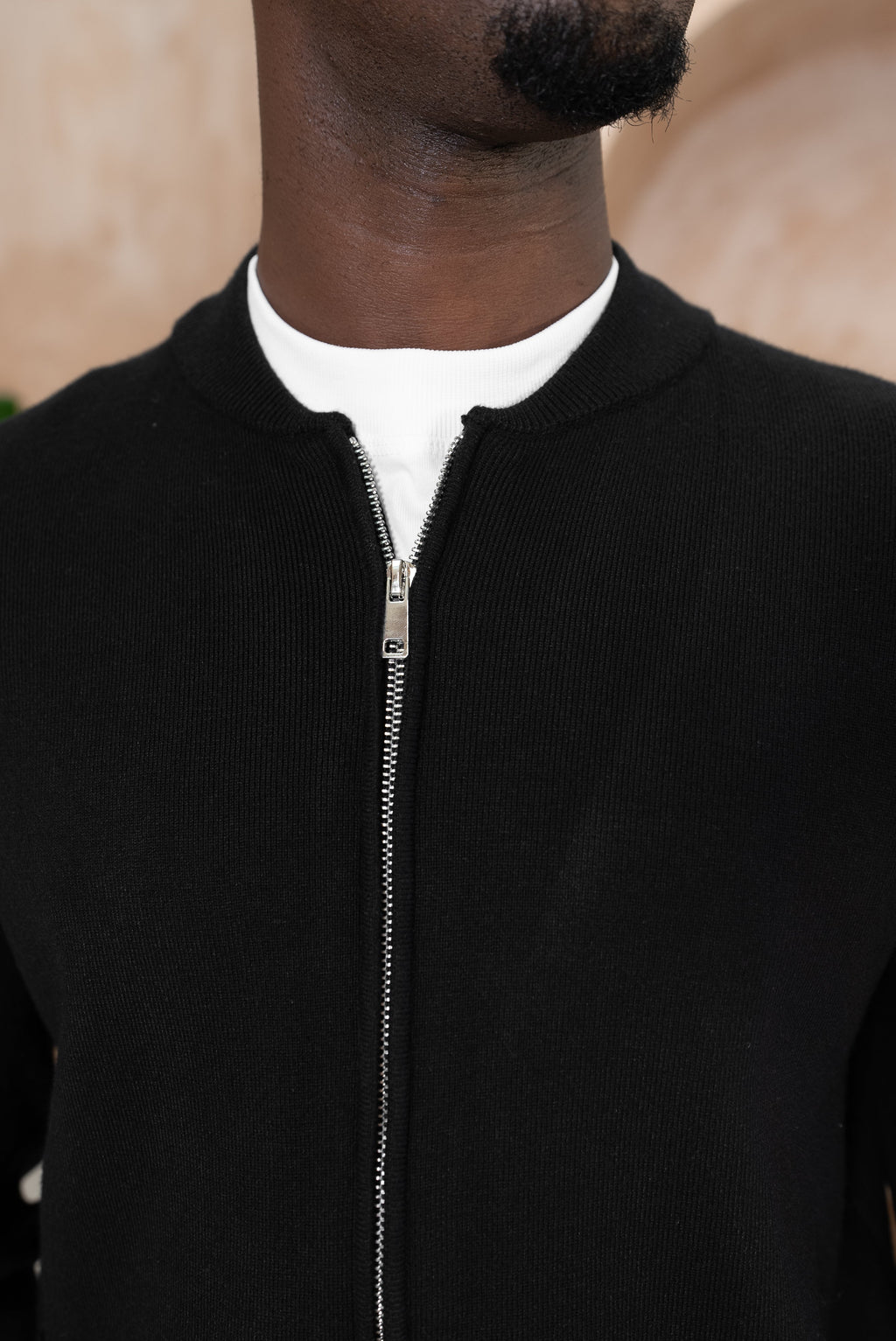 Knitted Zip Up Bomber Jacket - Black | Xtralitty