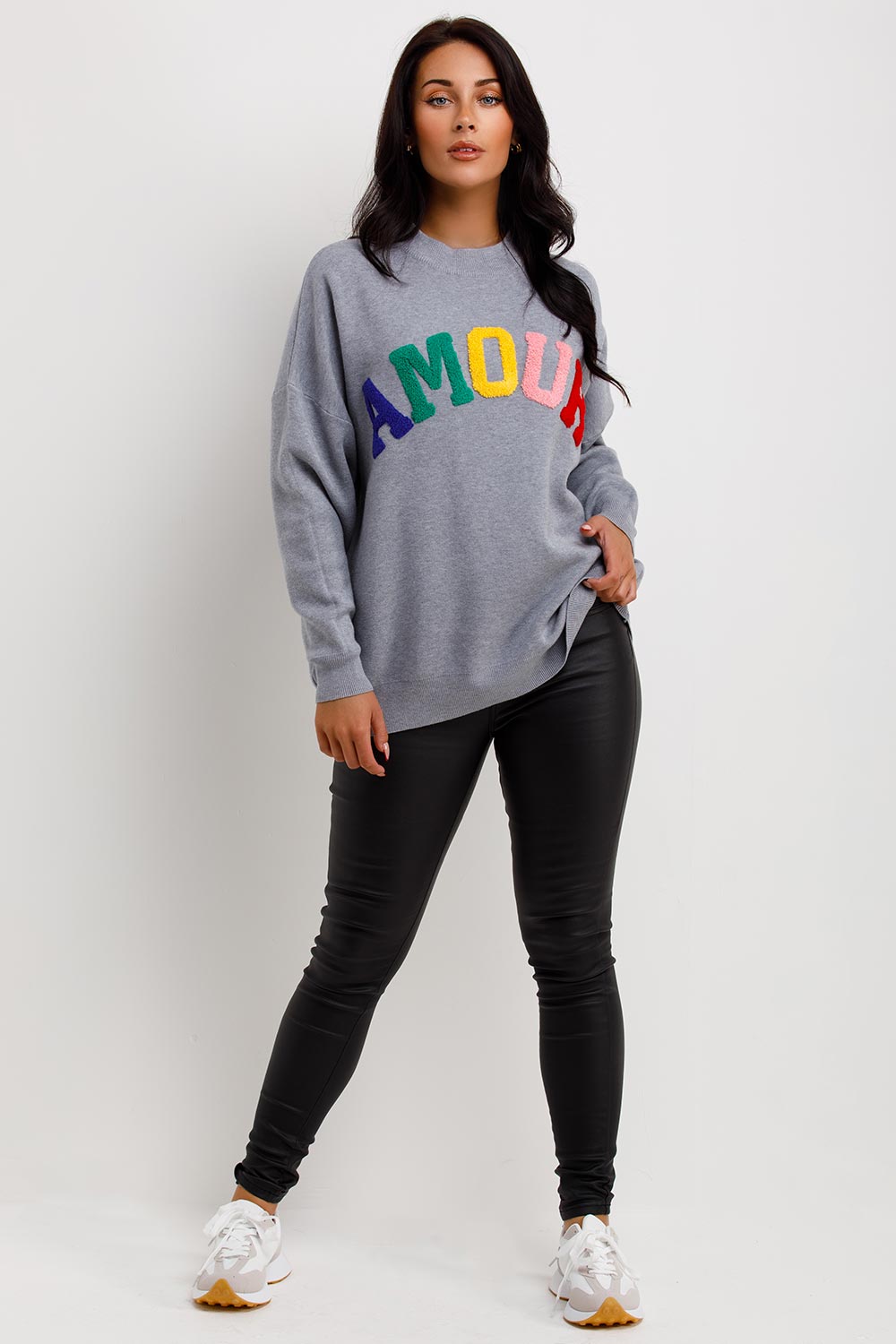 Knitted Jumper with Amour Towelling Grey | Xtralitty