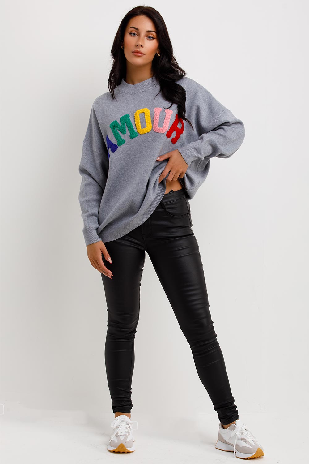 Knitted Jumper with Amour Towelling Grey | Xtralitty