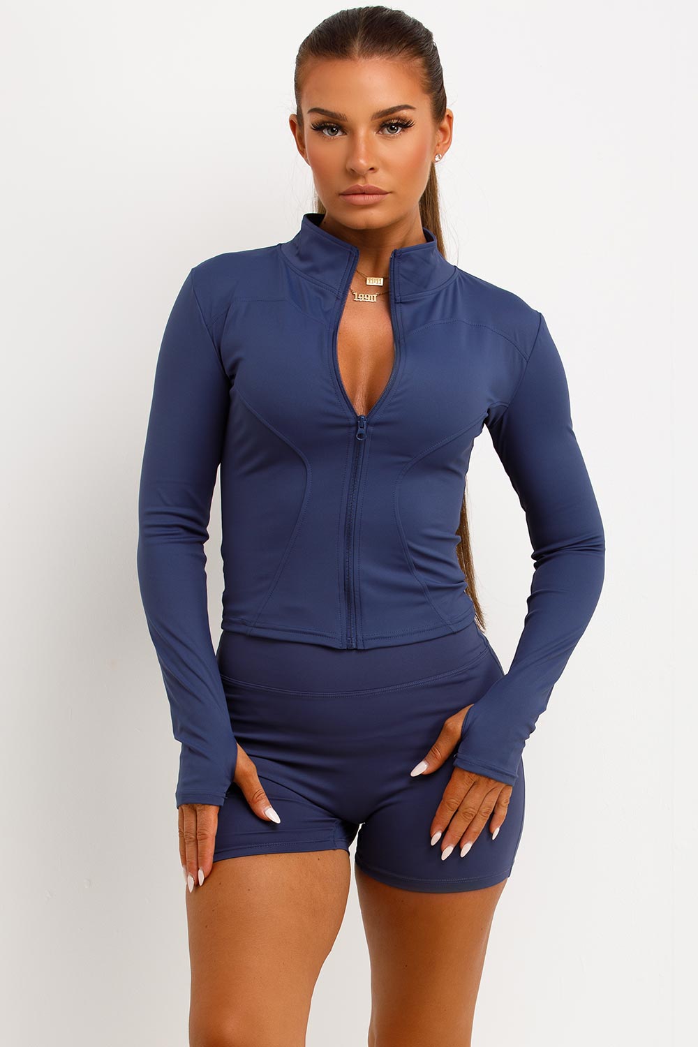 Zip Up Sports Jacket and Gym Shorts Co Ord Set N | Xtralitty