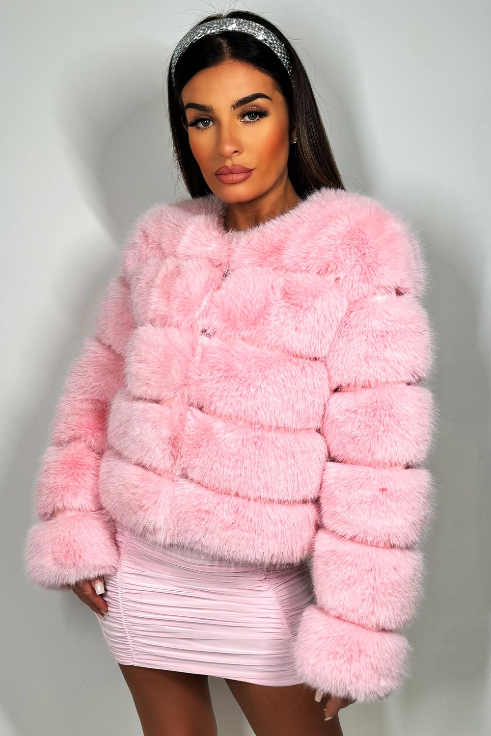 Baby Pink Faux Fur Bubble Coat | Xtralitty