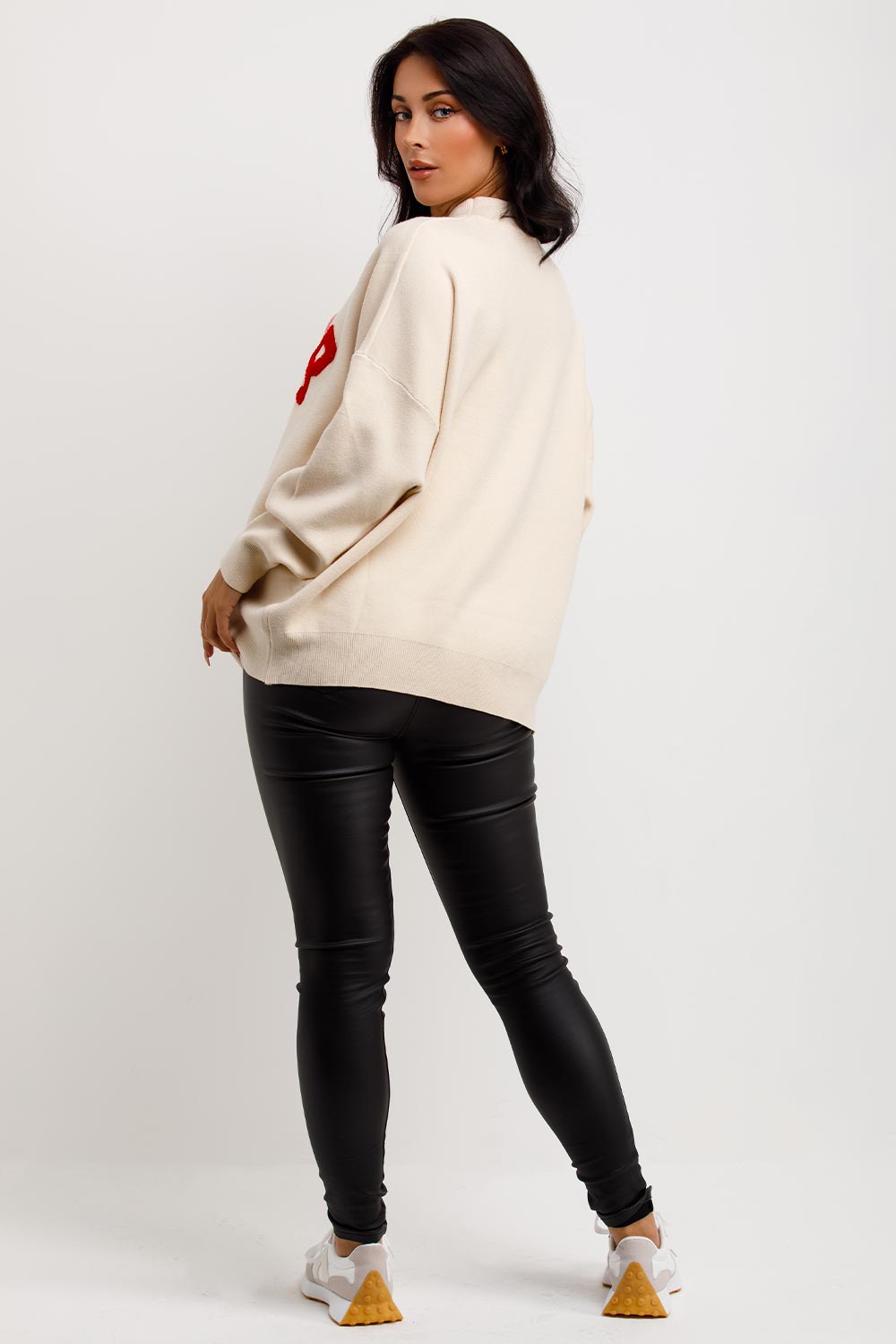 Knitted Jumper with Amour Towelling Beige | Xtralitty