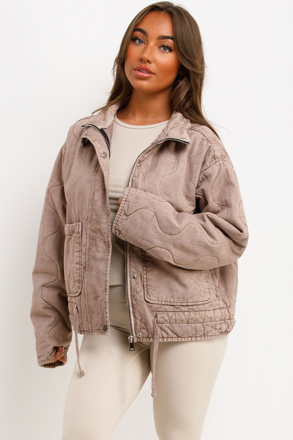 Quilted Jacket with Adjustable Drawstring Hem Do | Xtralitty