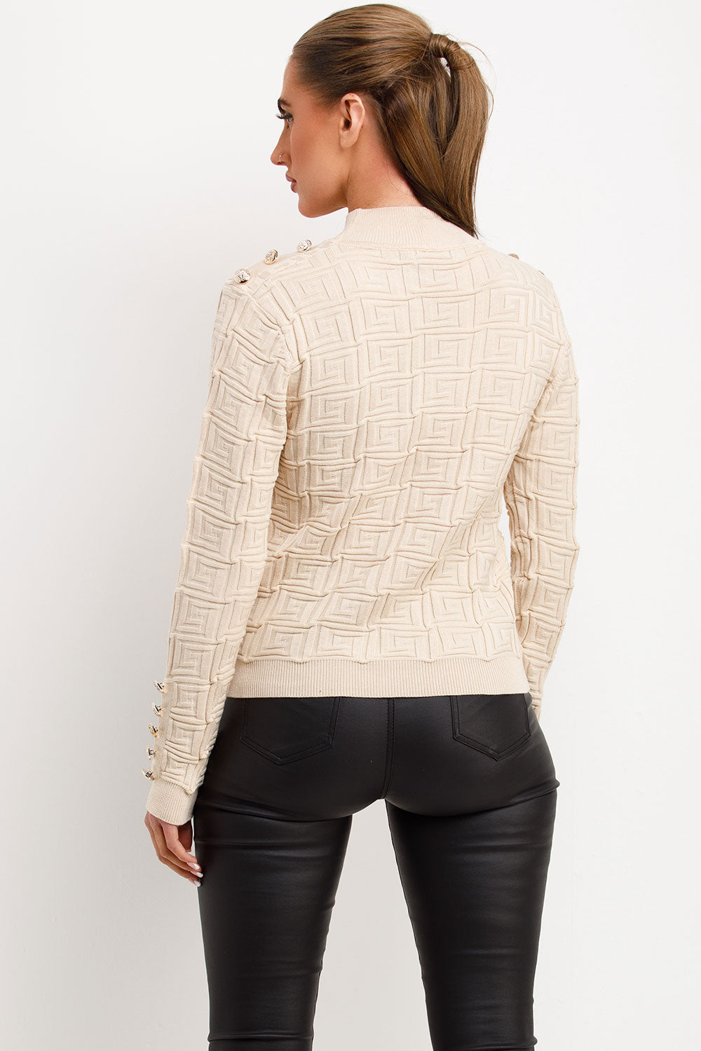 Jumper with Gold Buttons and Embossed Detailing | Xtralitty