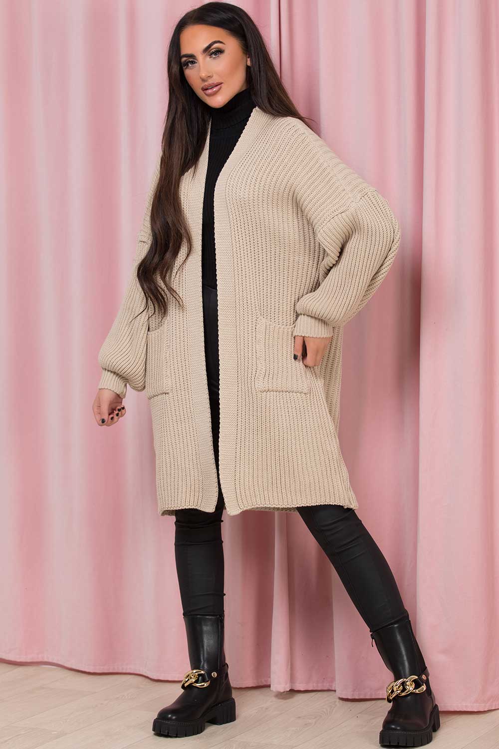 Beige Oversized Cardigan with Pockets | Xtralitty