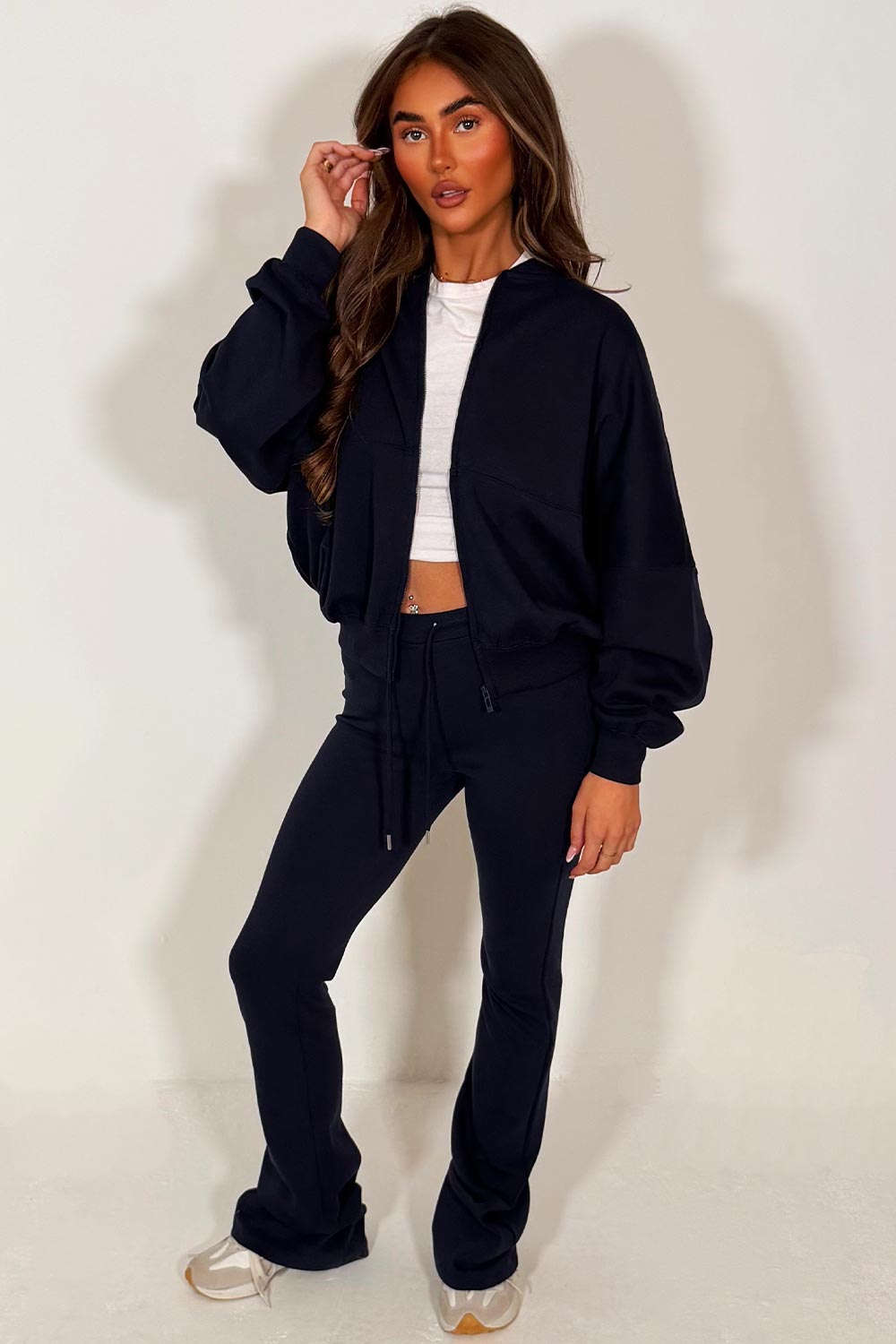 Bomber Sweatshirt with Zip and Bell Bottom Trous | Xtralitty