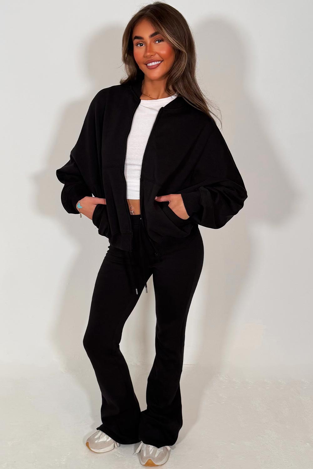 Bomber Sweatshirt with Zip and Bell Bottom Trous | Xtralitty