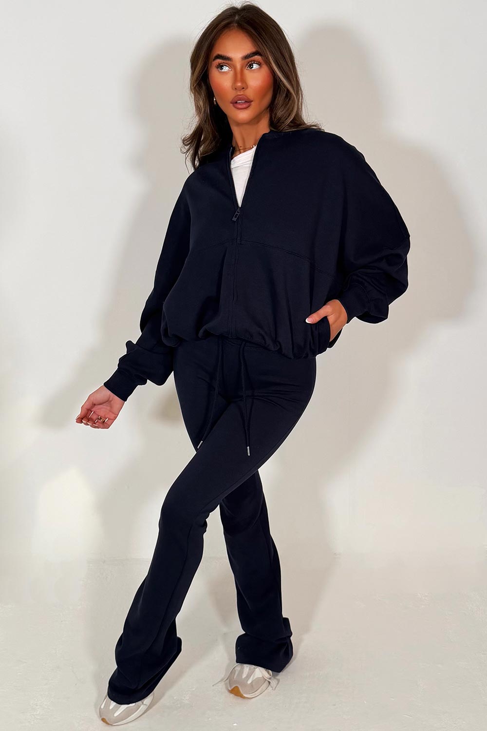 Bomber Sweatshirt with Zip and Bell Bottom Trous | Xtralitty