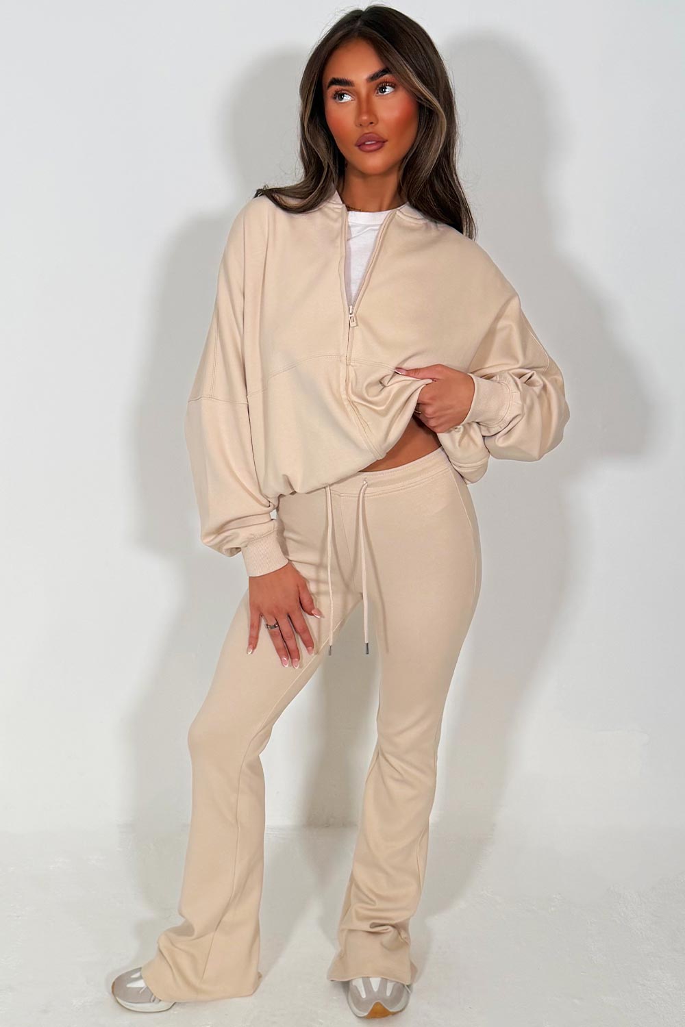 Bomber Sweatshirt with Zip and Bell Bottom Trous | Xtralitty