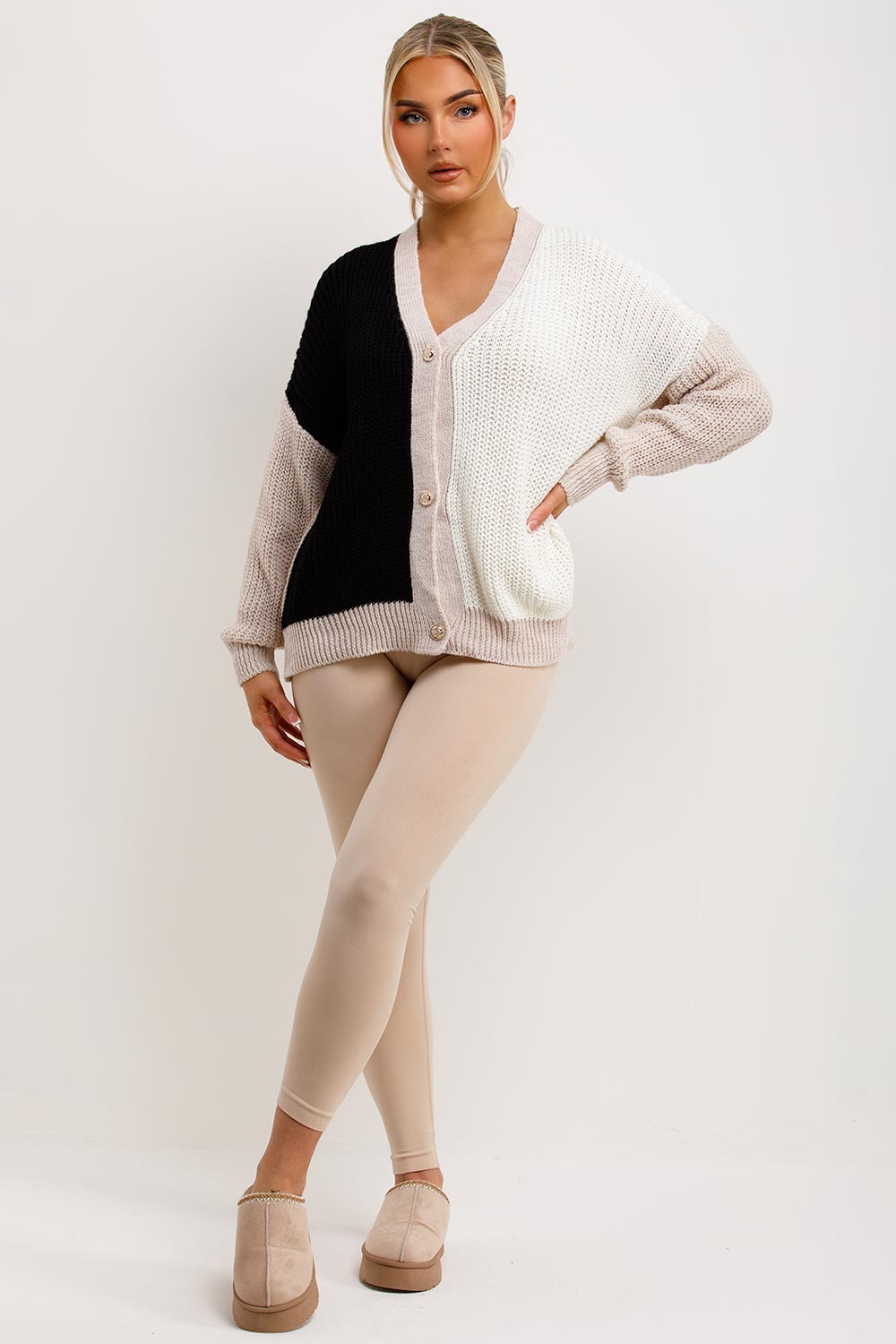 Knitted Cardigan Two Tone Black | Xtralitty