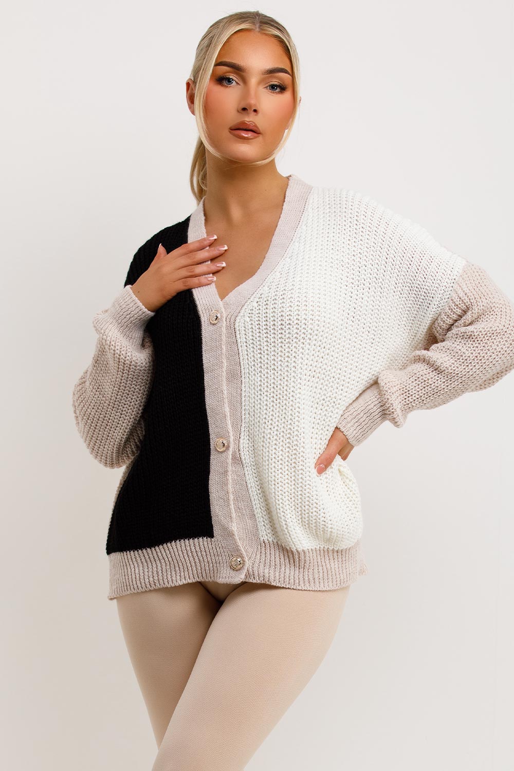 Knitted Cardigan Two Tone Black | Xtralitty