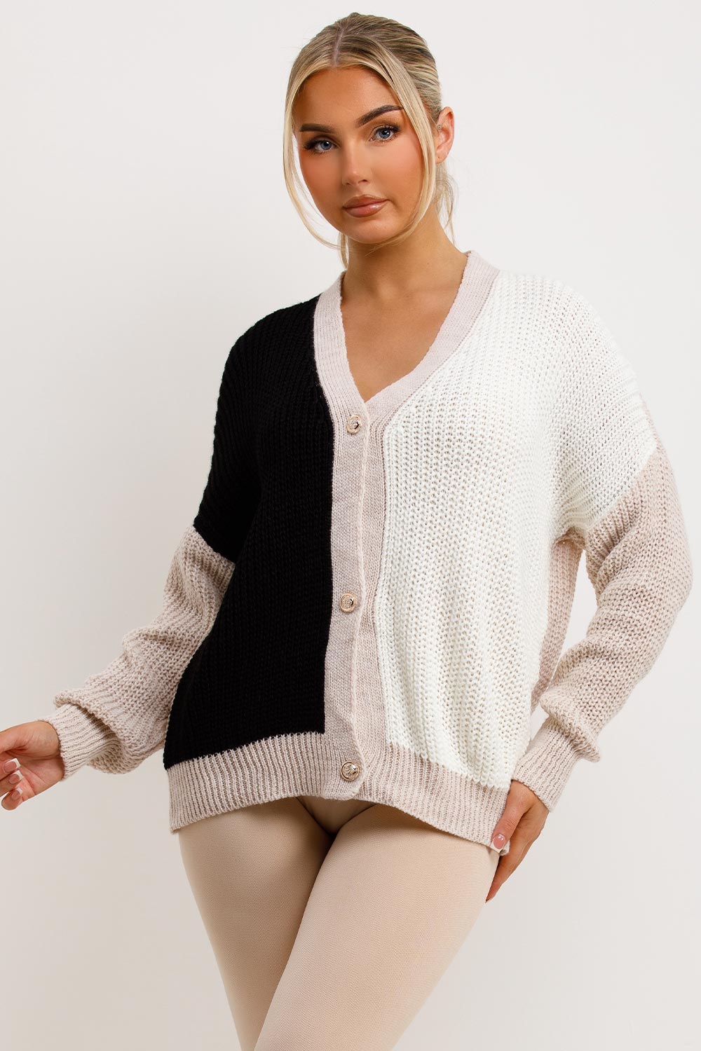 Knitted Cardigan Two Tone Black | Xtralitty