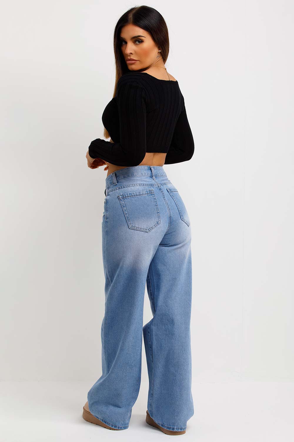 Knitted Square Neck Crop Jumper Black | Xtralitty