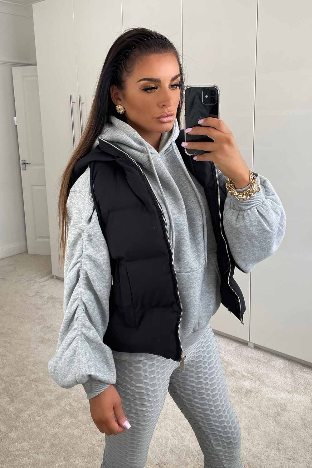 Black Hooded Gilet Sleeveless Jacket | Xtralitty