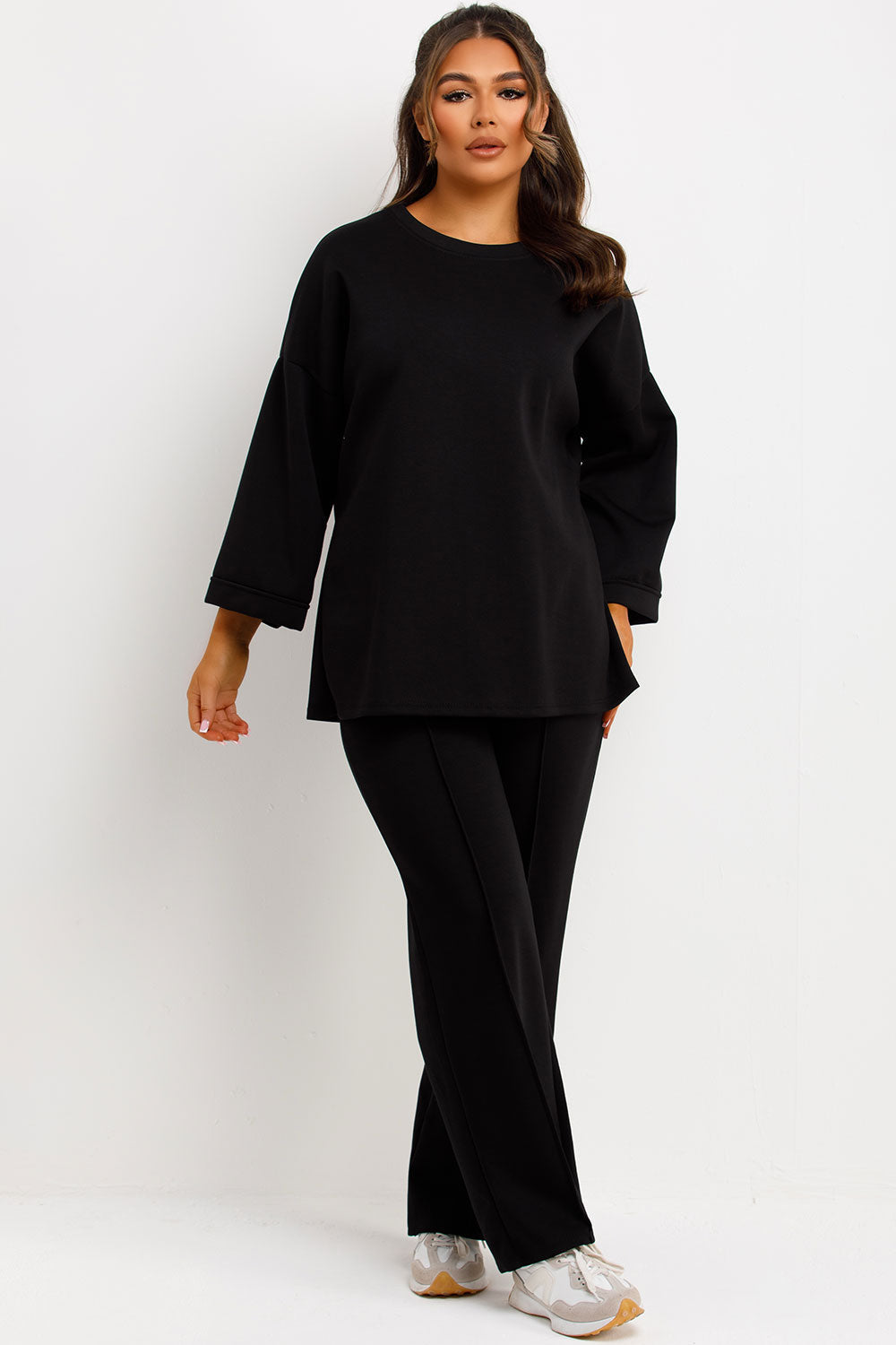 Oversized Top and Straight Leg Seam Detail Trous | Xtralitty