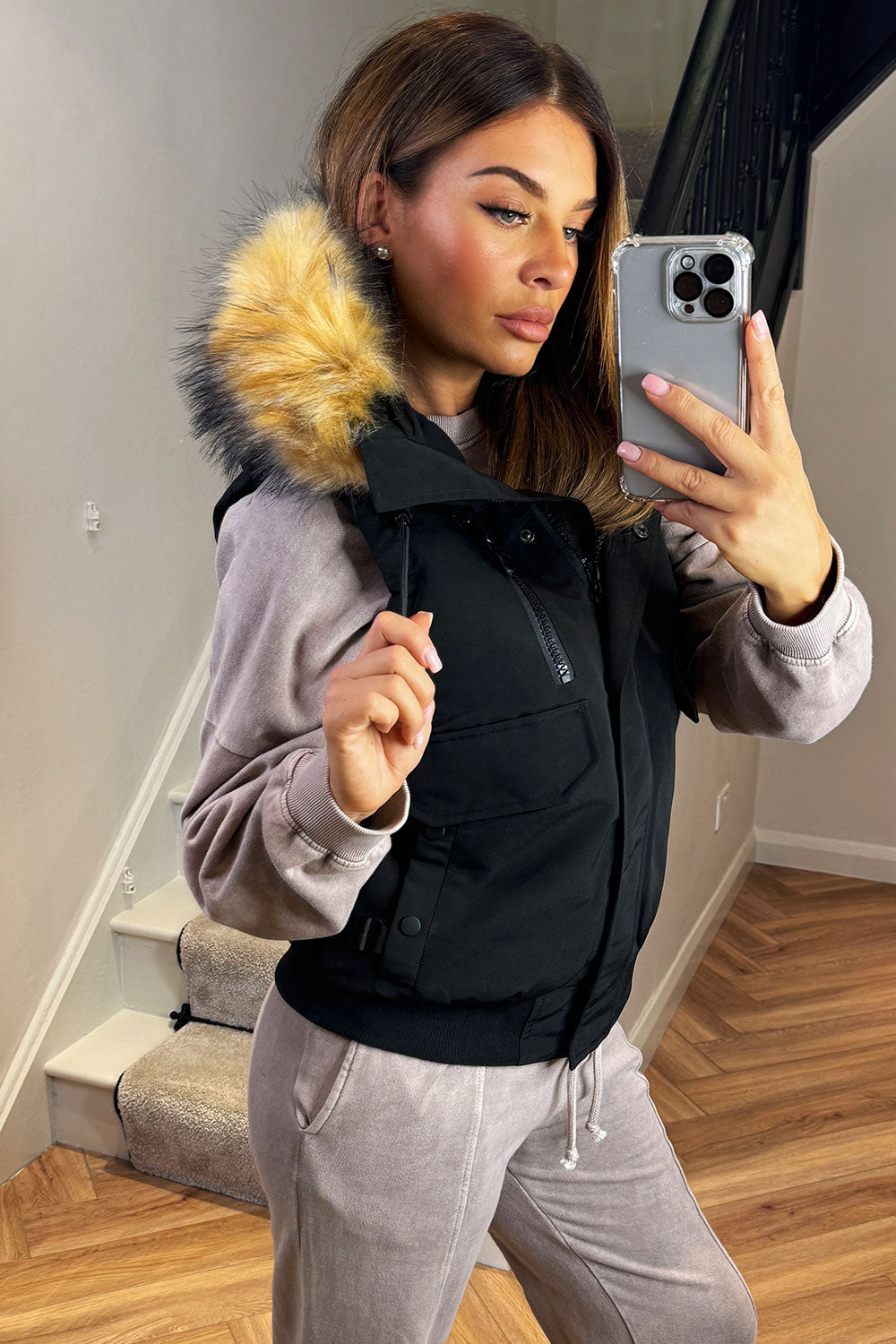 Black Gilet with Fur Hood | Xtralitty