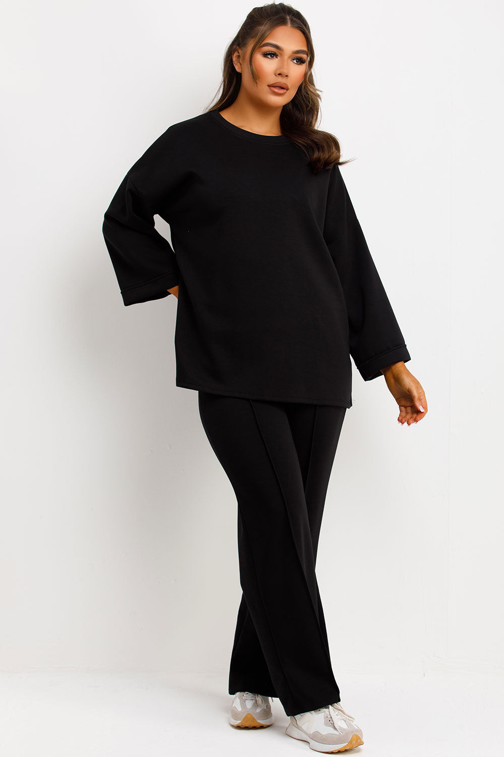 Oversized Top and Straight Leg Seam Detail Trous | Xtralitty