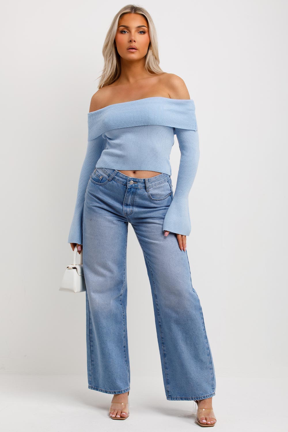 Off Shoulder Jumper Top Blue | Xtralitty