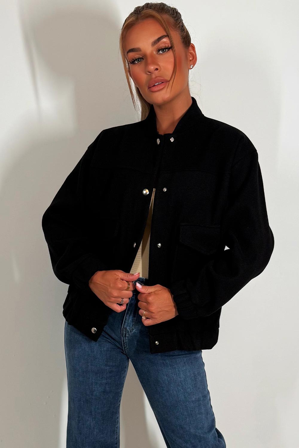 Bomber Jacket with Pockets Black | Xtralitty