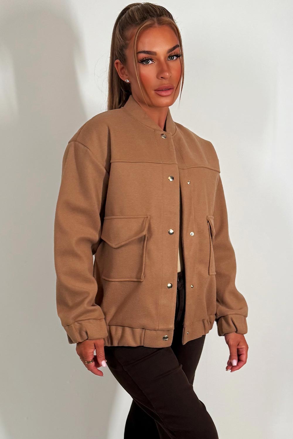 Bomber Jacket with Pockets Taupe | Xtralitty