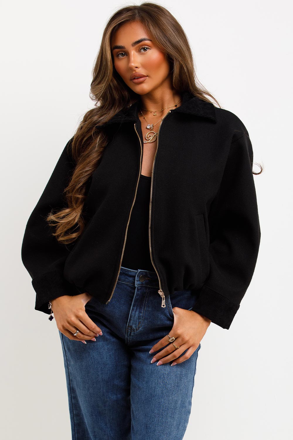Shorts Bomber Jacket with Collar Black | Xtralitty