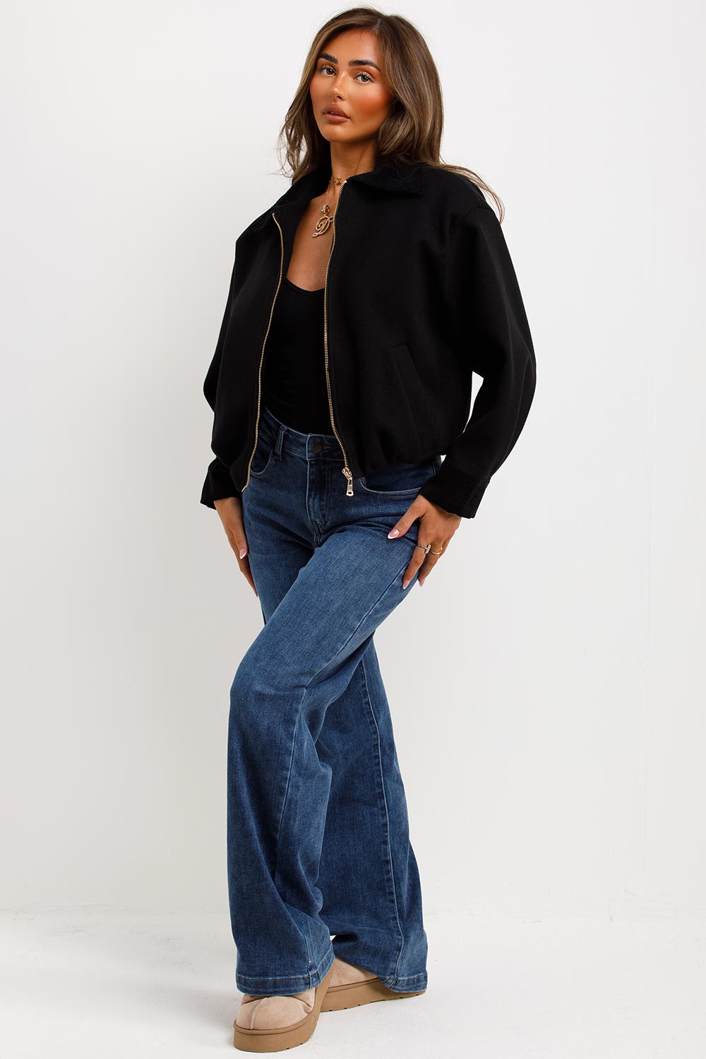 Shorts Bomber Jacket with Collar Black | Xtralitty