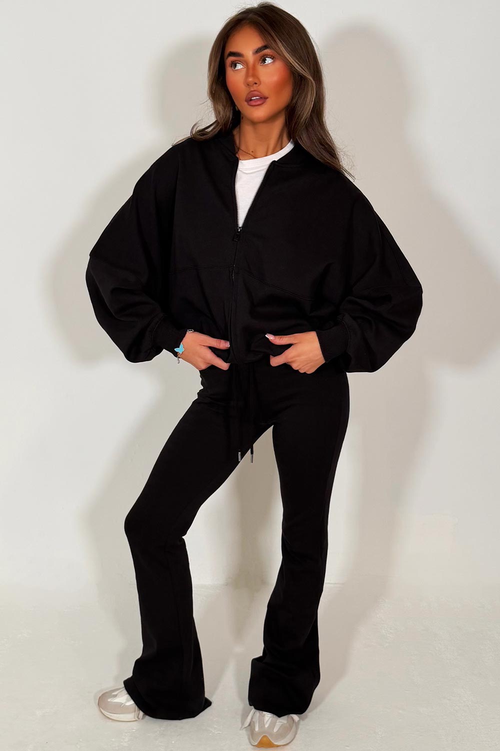 Bomber Sweatshirt with Zip and Bell Bottom Trous | Xtralitty