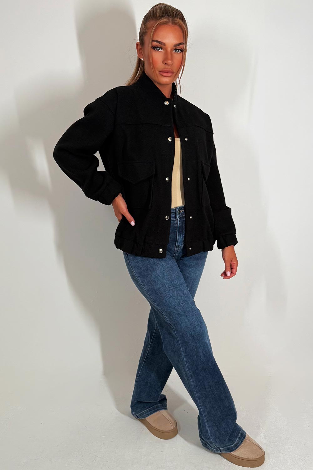 Bomber Jacket with Pockets Black | Xtralitty