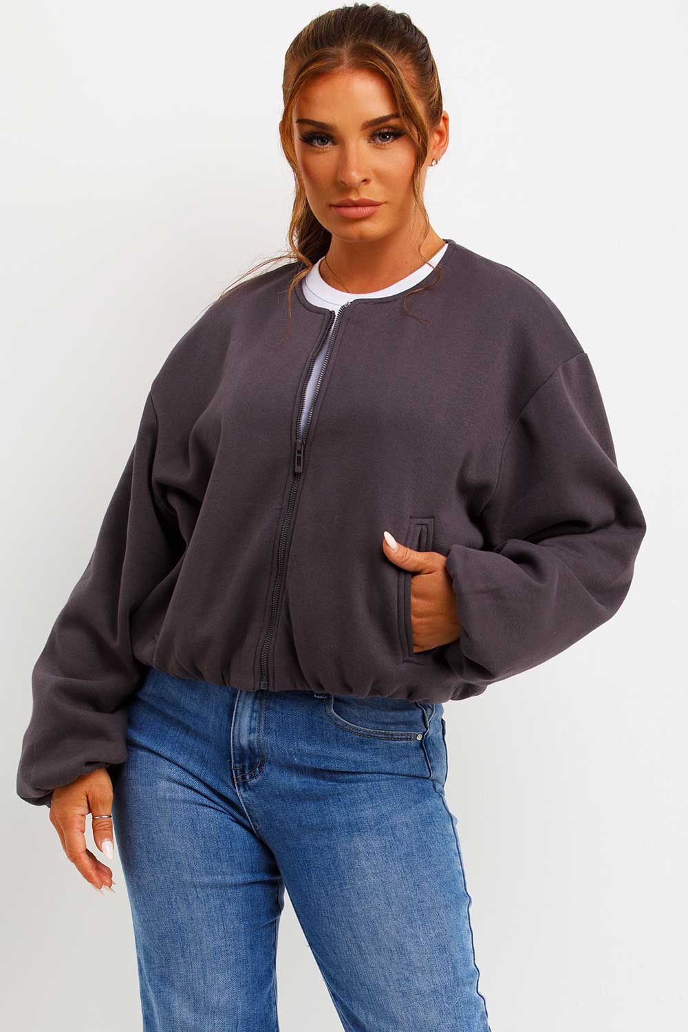 Soft Bomber Jacket with Zip Charcoal | Xtralitty