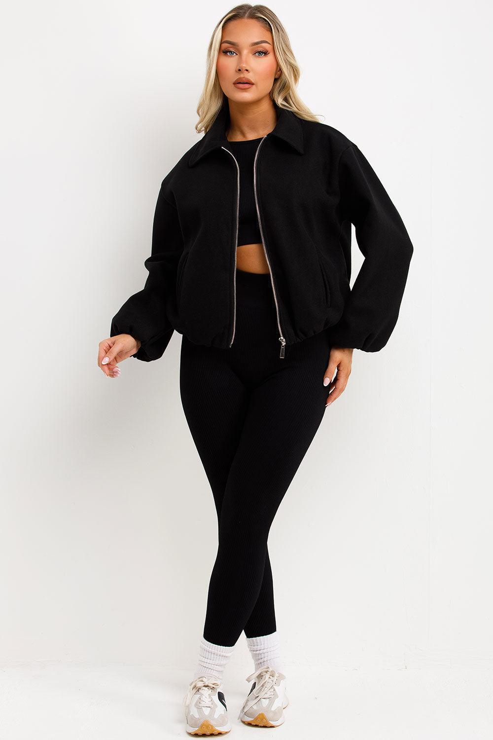 Puffed Bomber Jacket with Zip Black | Xtralitty