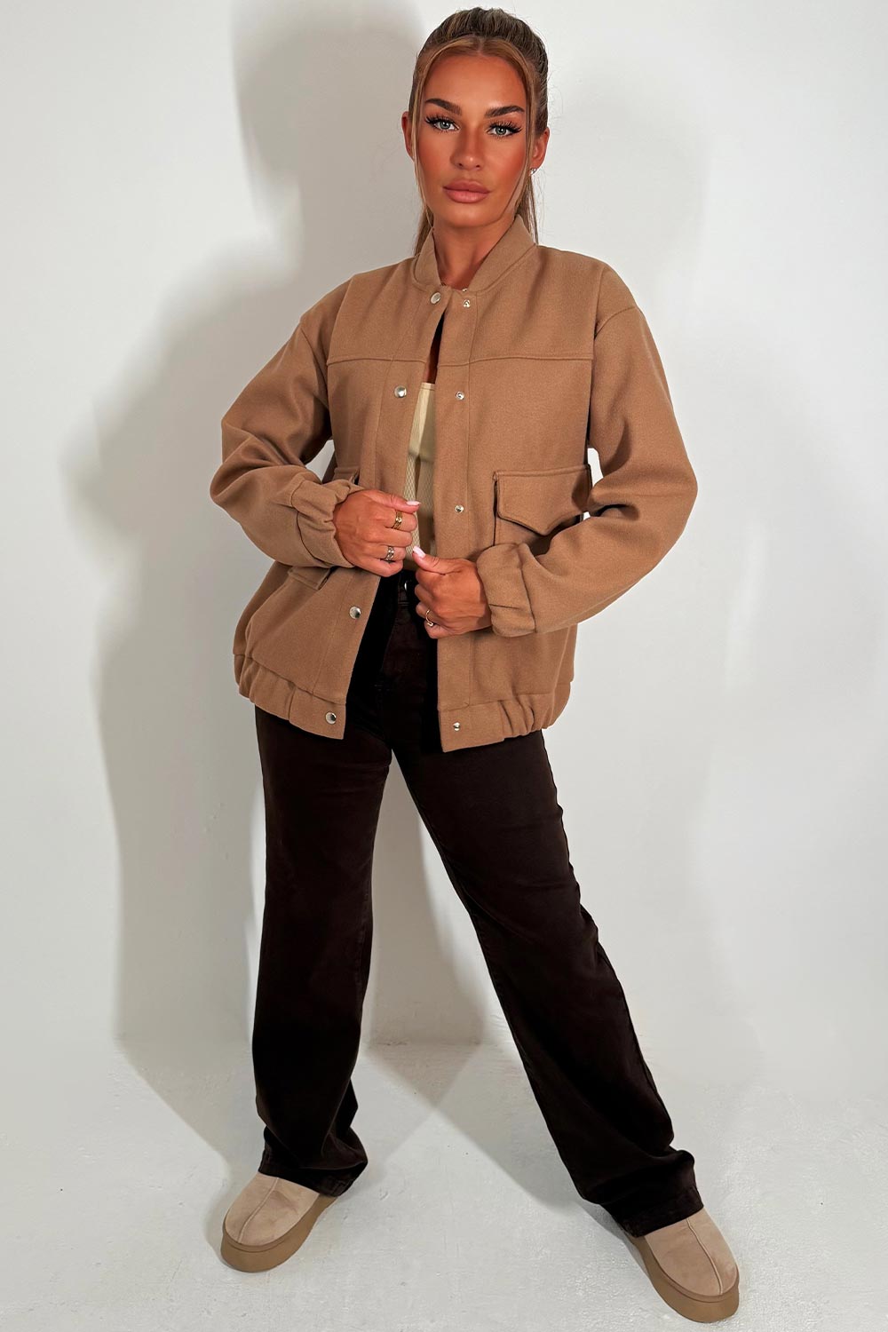 Bomber Jacket with Pockets Taupe | Xtralitty