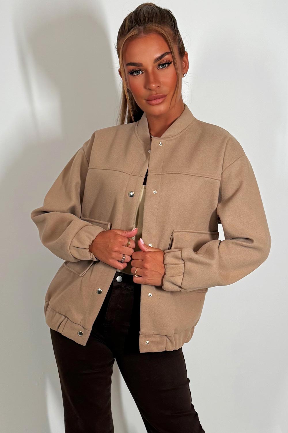 Bomber Jacket with Pockets Beige | Xtralitty