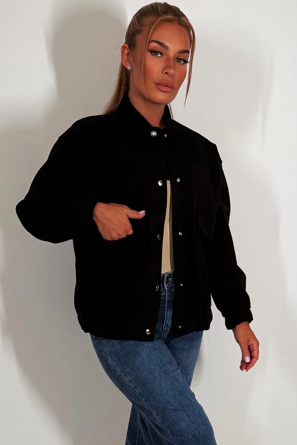 Bomber Jacket with Pockets Black | Xtralitty