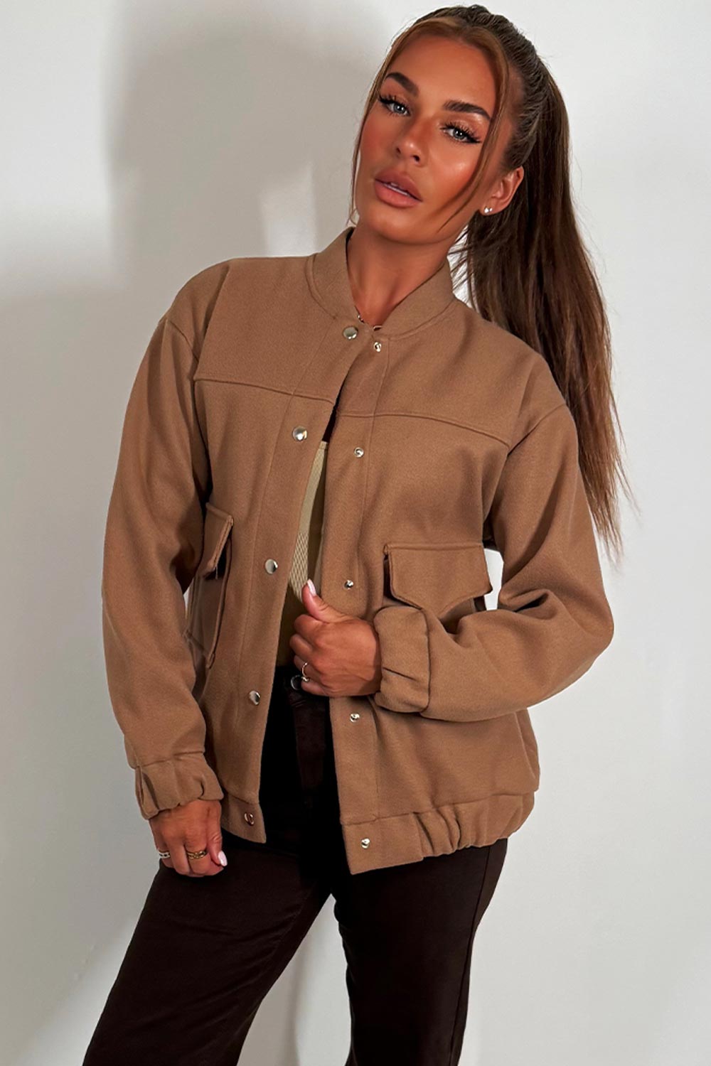Bomber Jacket with Pockets Taupe | Xtralitty