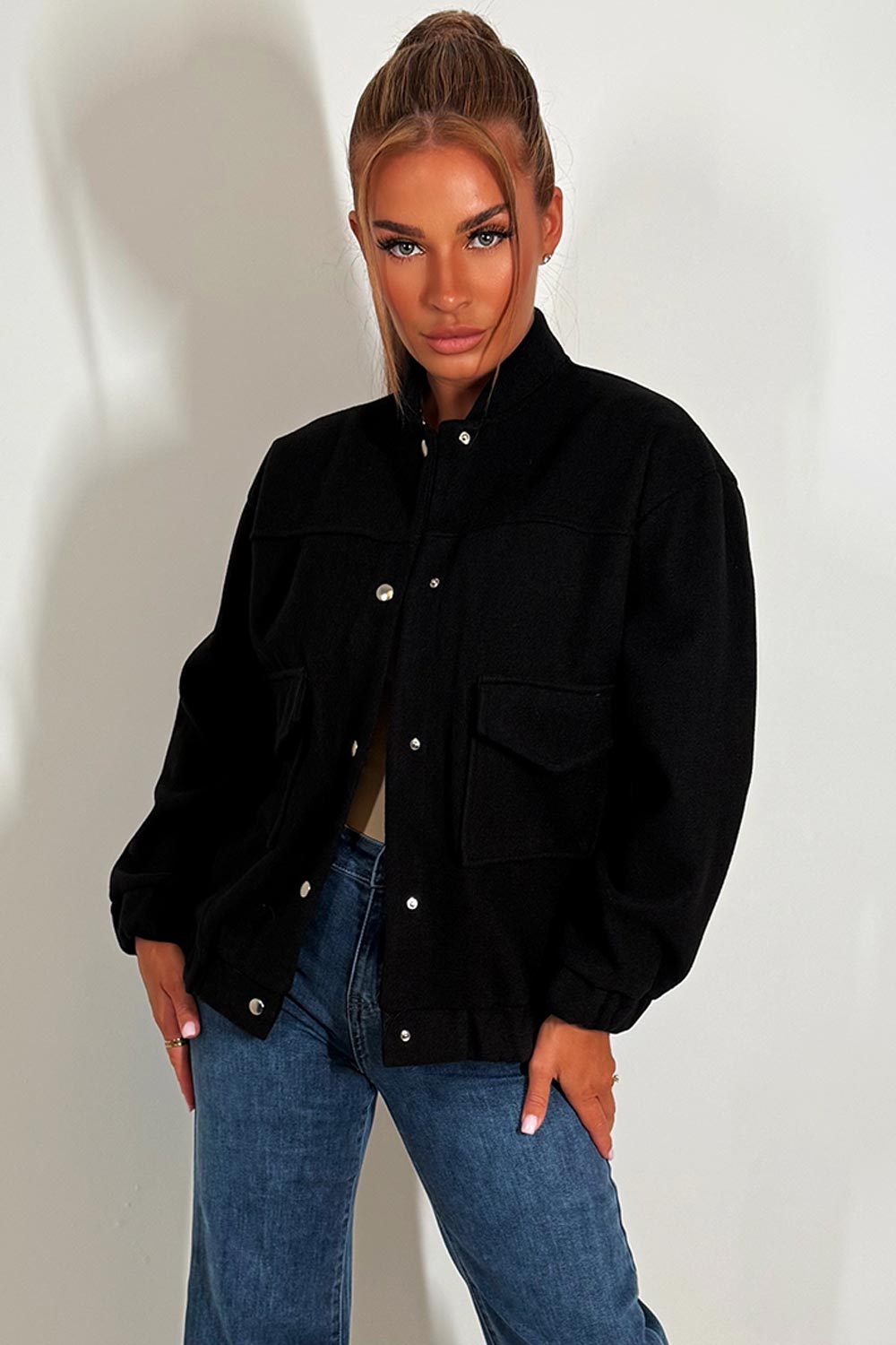 Bomber Jacket with Pockets Black | Xtralitty