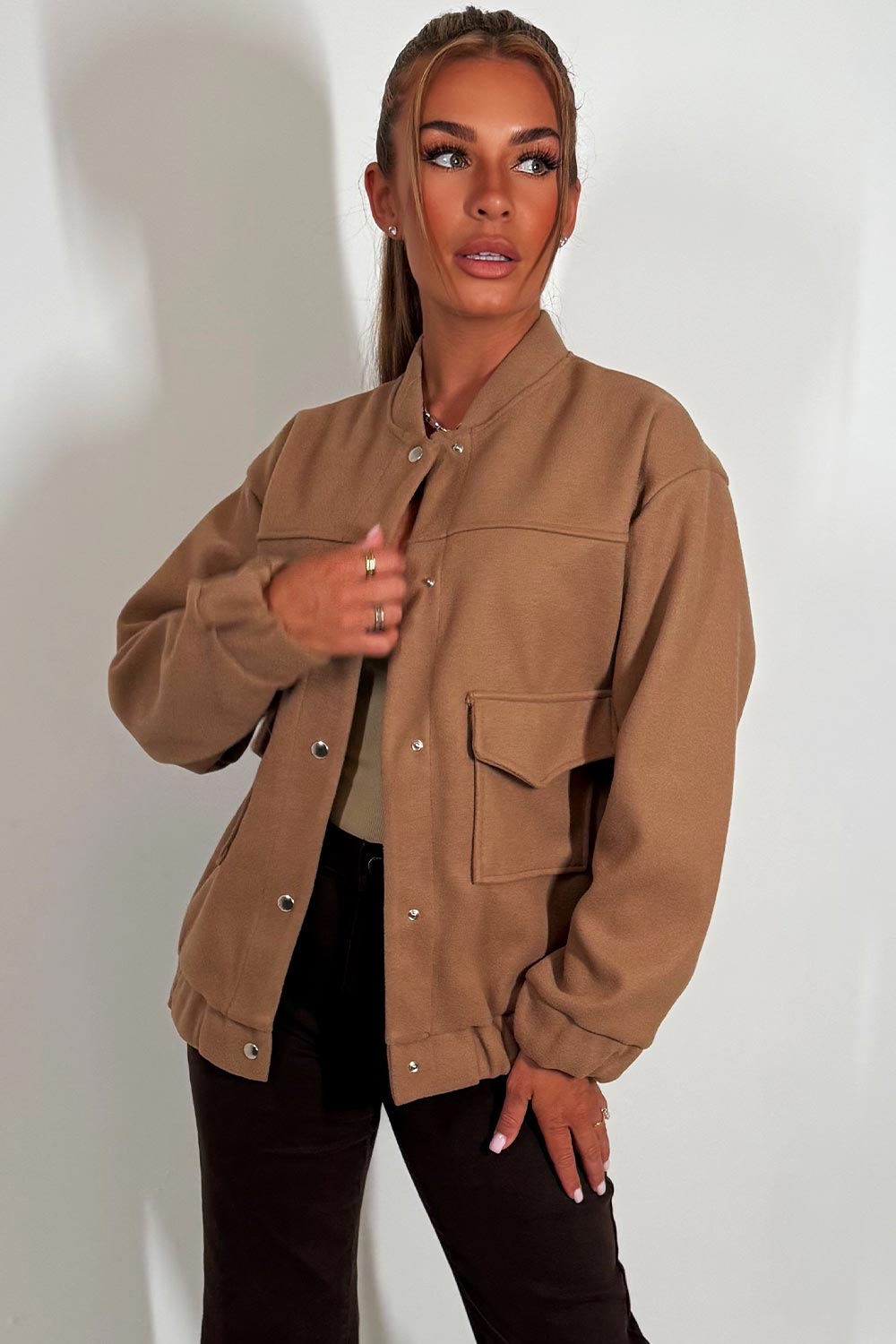 Bomber Jacket with Pockets Taupe | Xtralitty