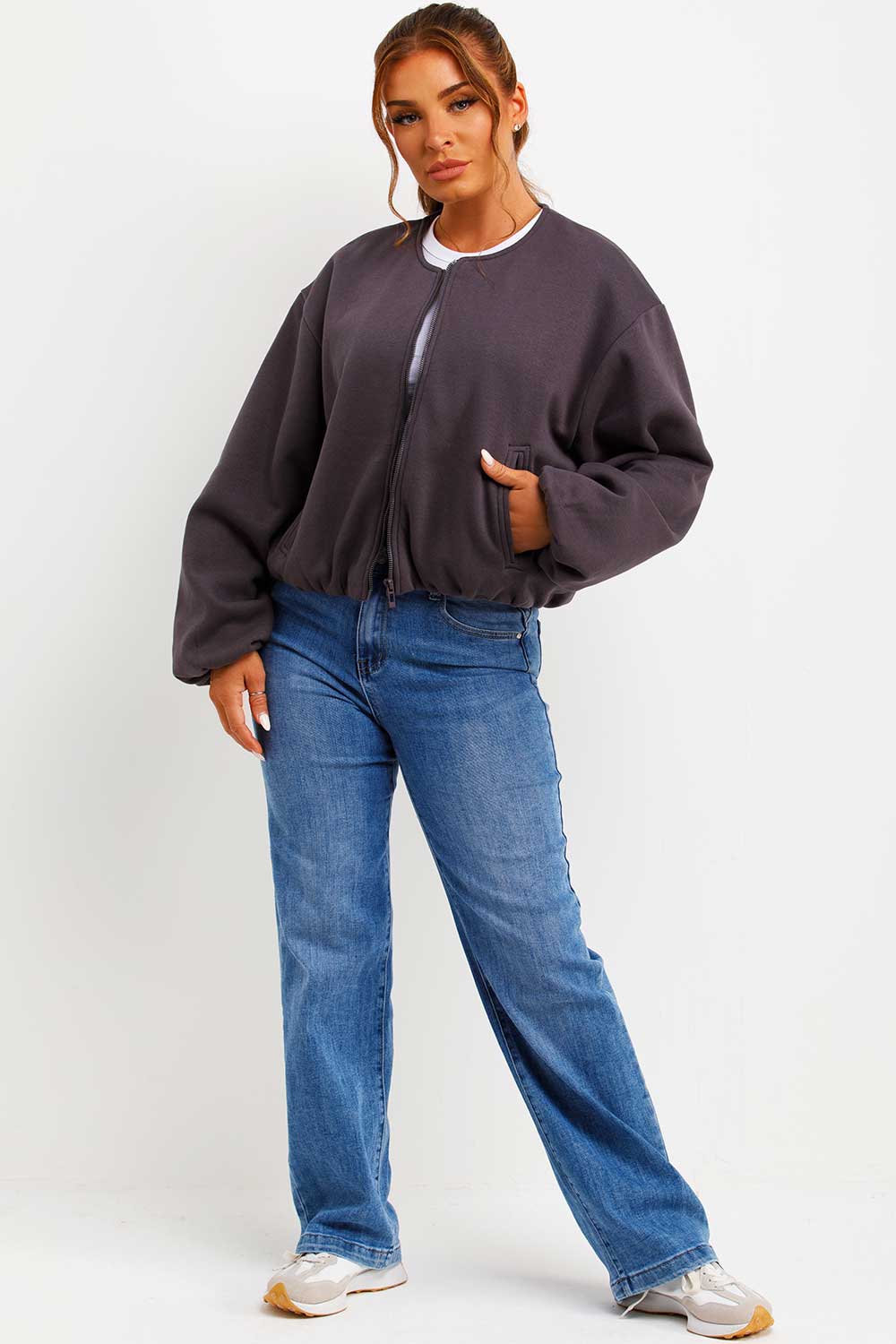 Soft Bomber Jacket with Zip Charcoal | Xtralitty