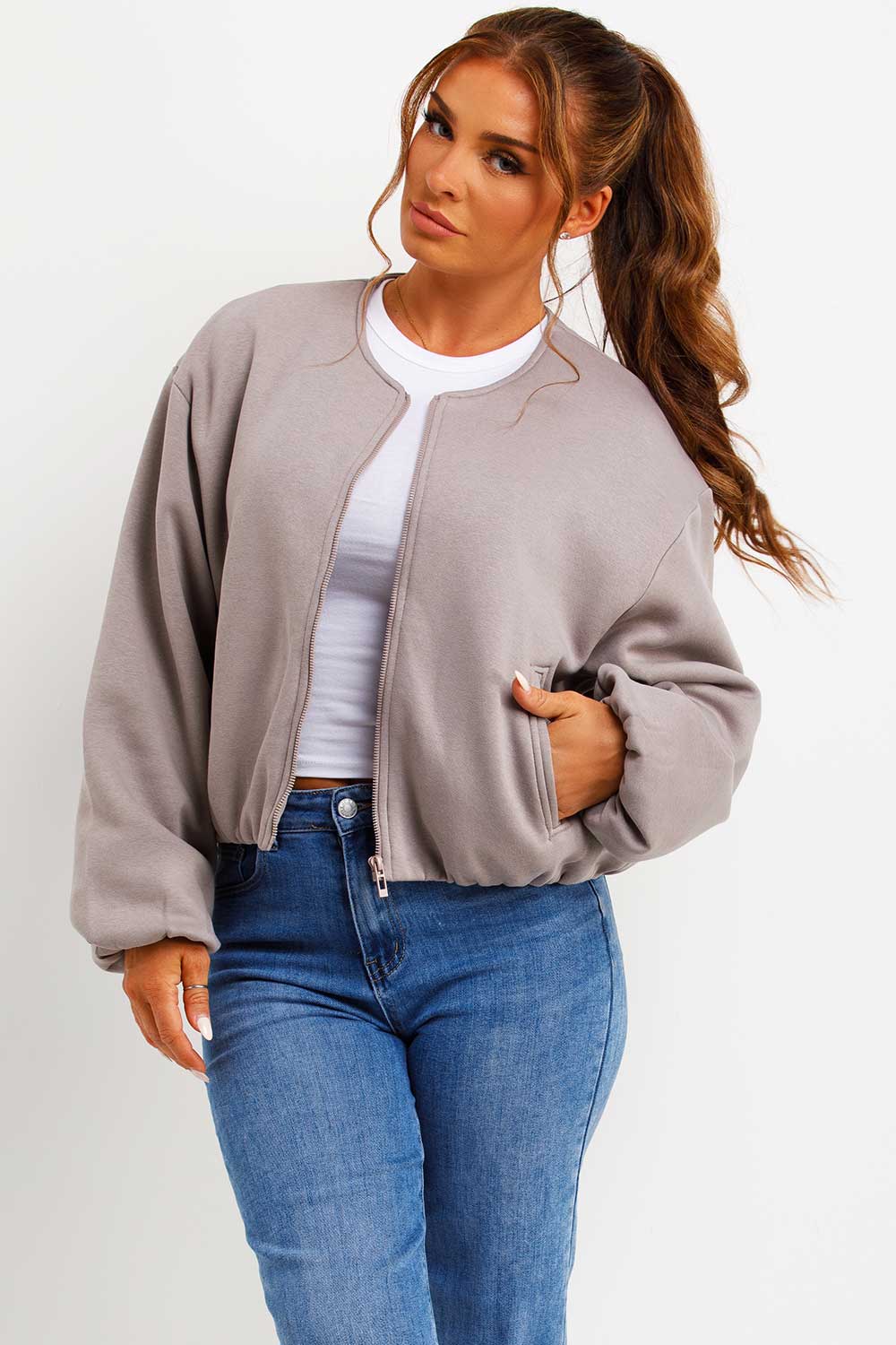 Soft Bomber Jacket with Zip Dove Grey | Xtralitty