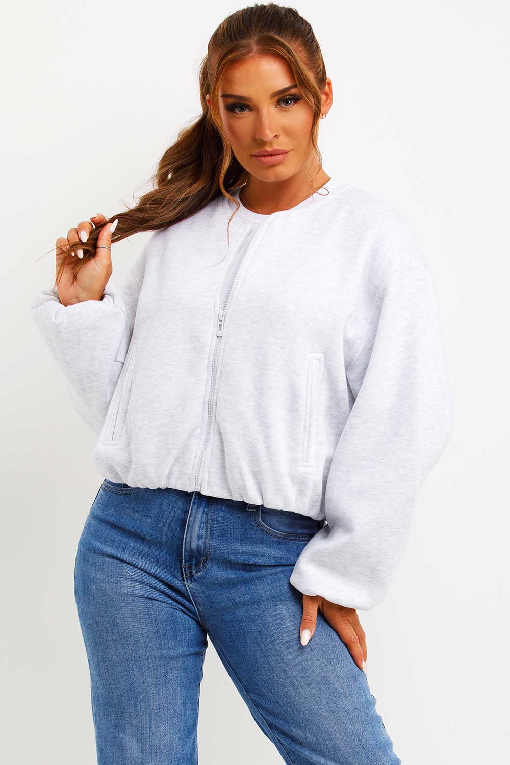 Soft Bomber Jacket with Zip Grey Marl | Xtralitty