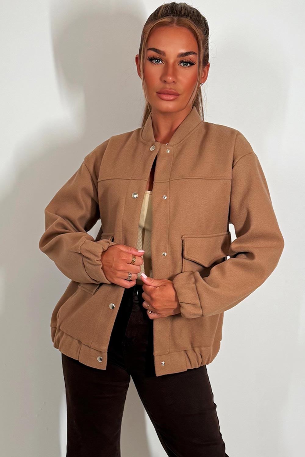 Bomber Jacket with Pockets Taupe | Xtralitty