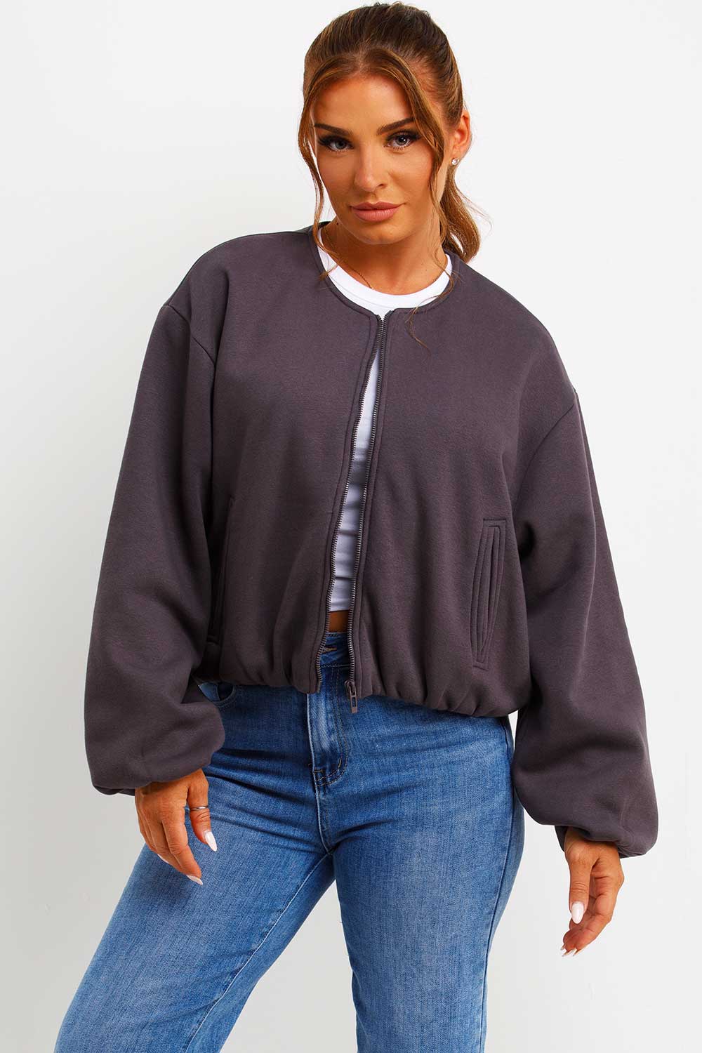 Soft Bomber Jacket with Zip Charcoal | Xtralitty