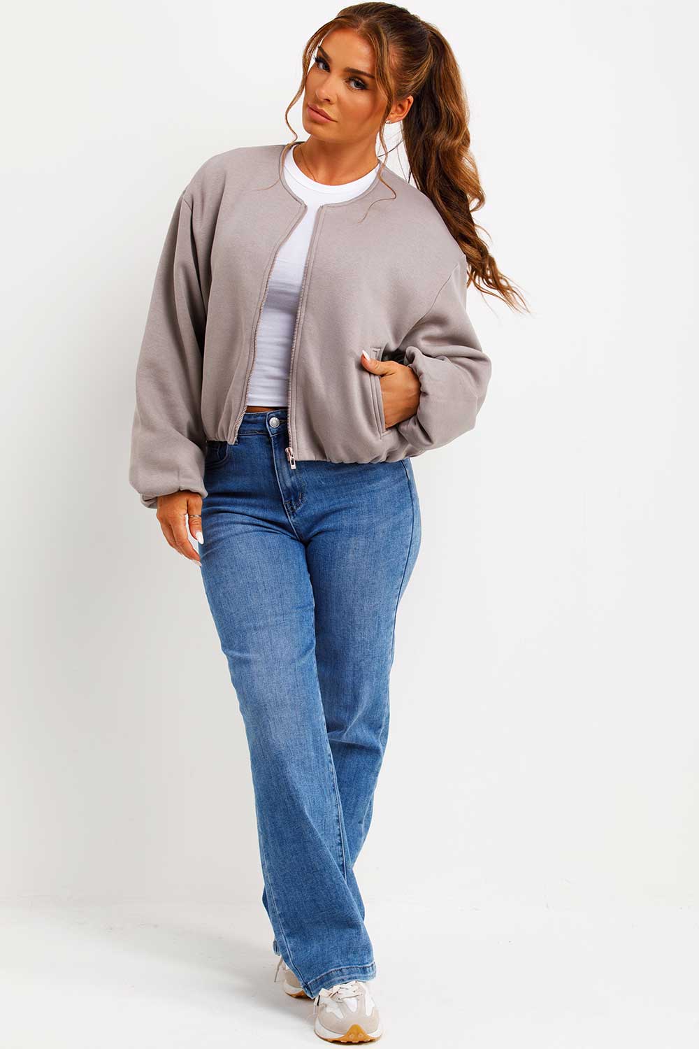 Soft Bomber Jacket with Zip Dove Grey | Xtralitty