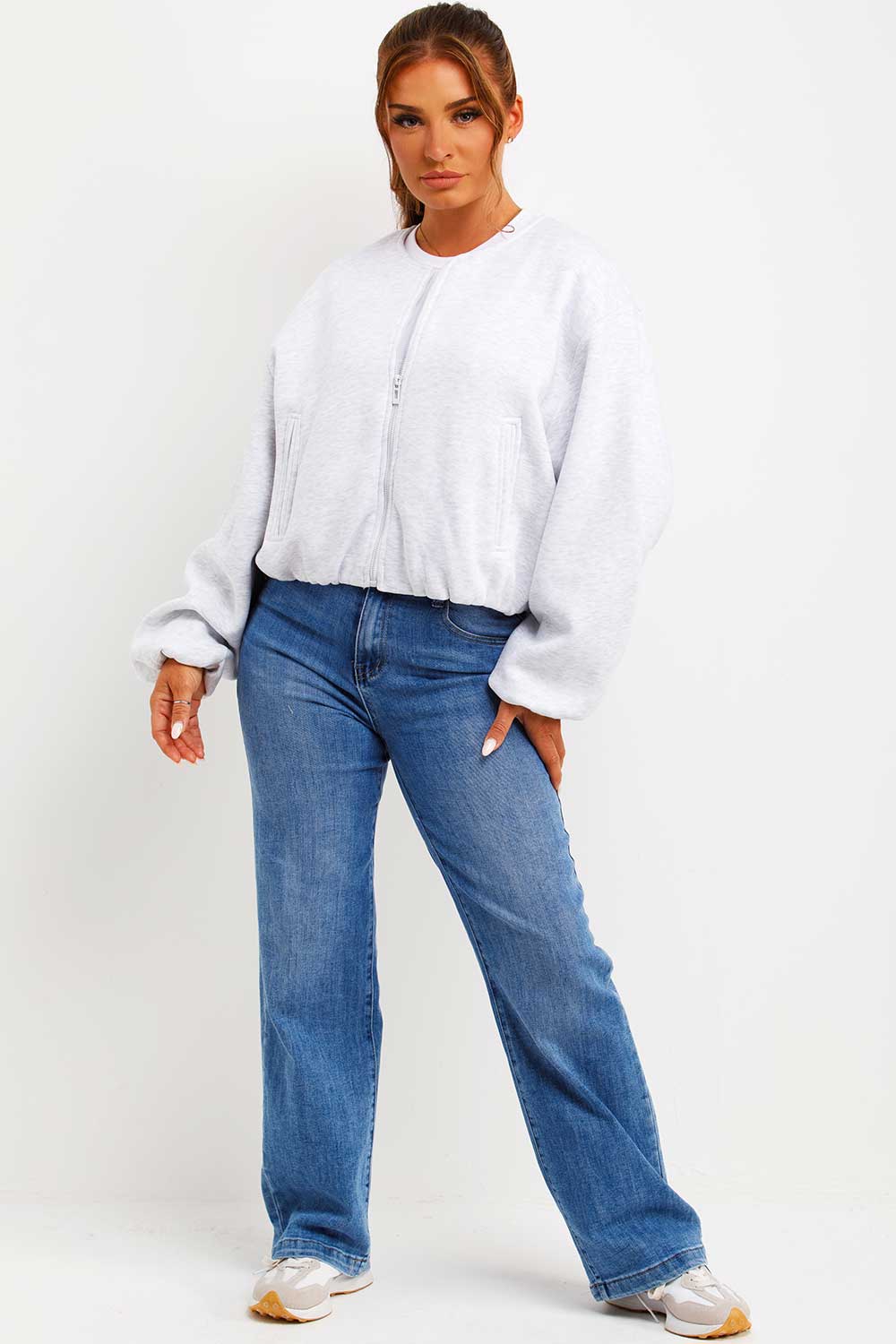 Soft Bomber Jacket with Zip Grey Marl | Xtralitty