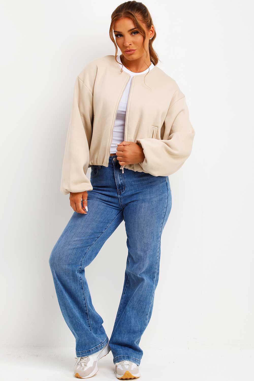 Soft Bomber Jacket with Zip Beige | Xtralitty