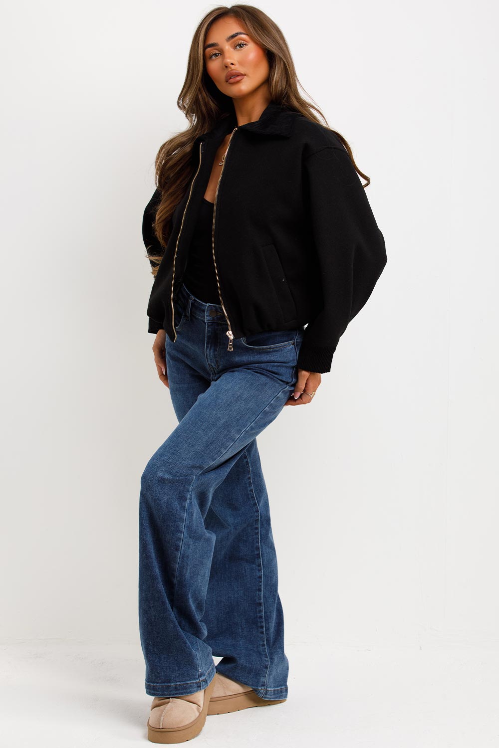 Shorts Bomber Jacket with Collar Black | Xtralitty