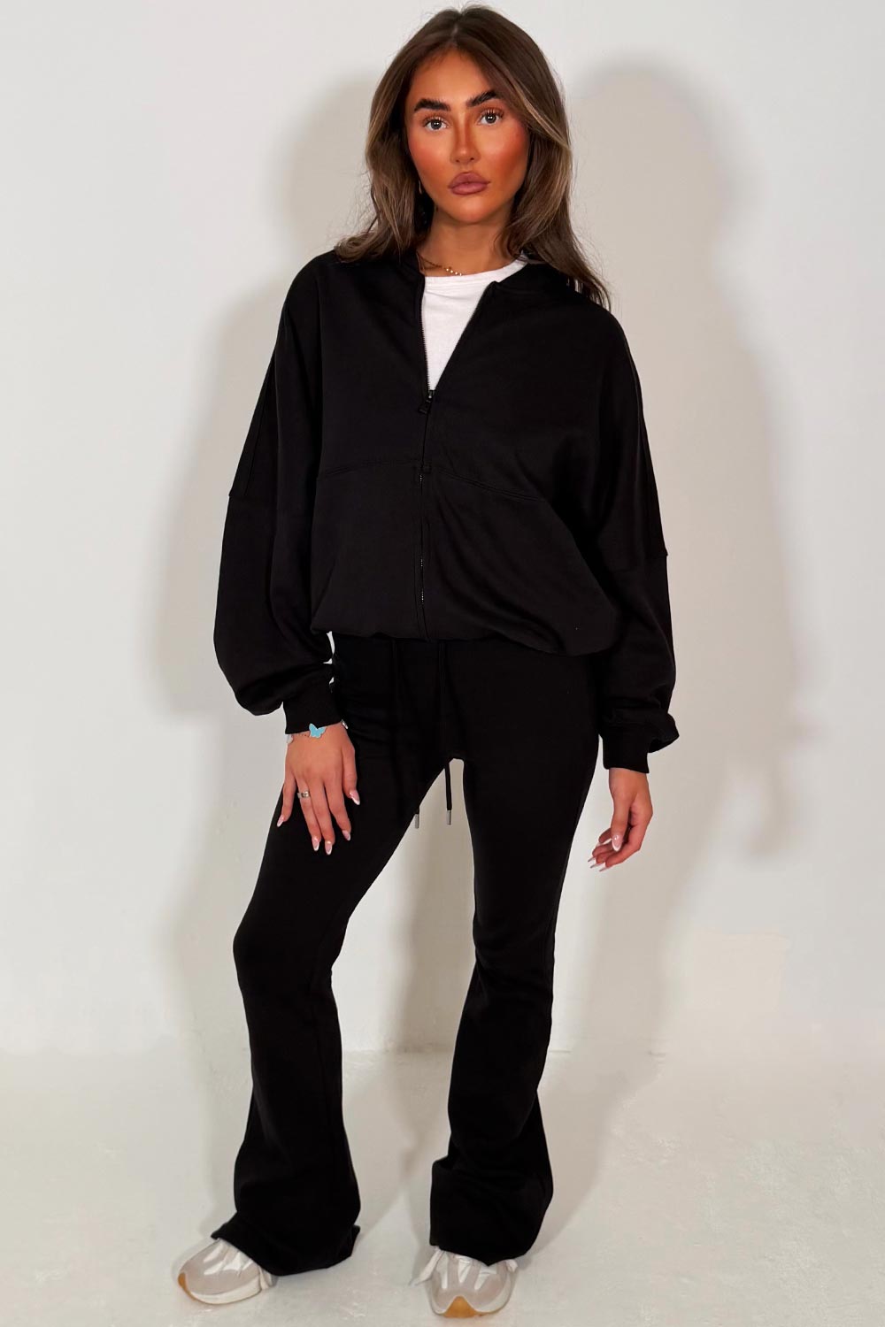 Bomber Sweatshirt with Zip and Bell Bottom Trous | Xtralitty