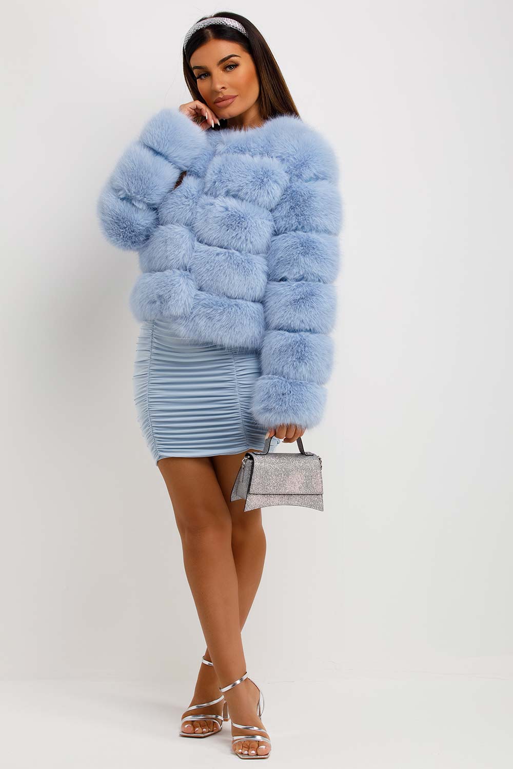 Sky Blue Faux Fur Bubble Coat | Xtralitty