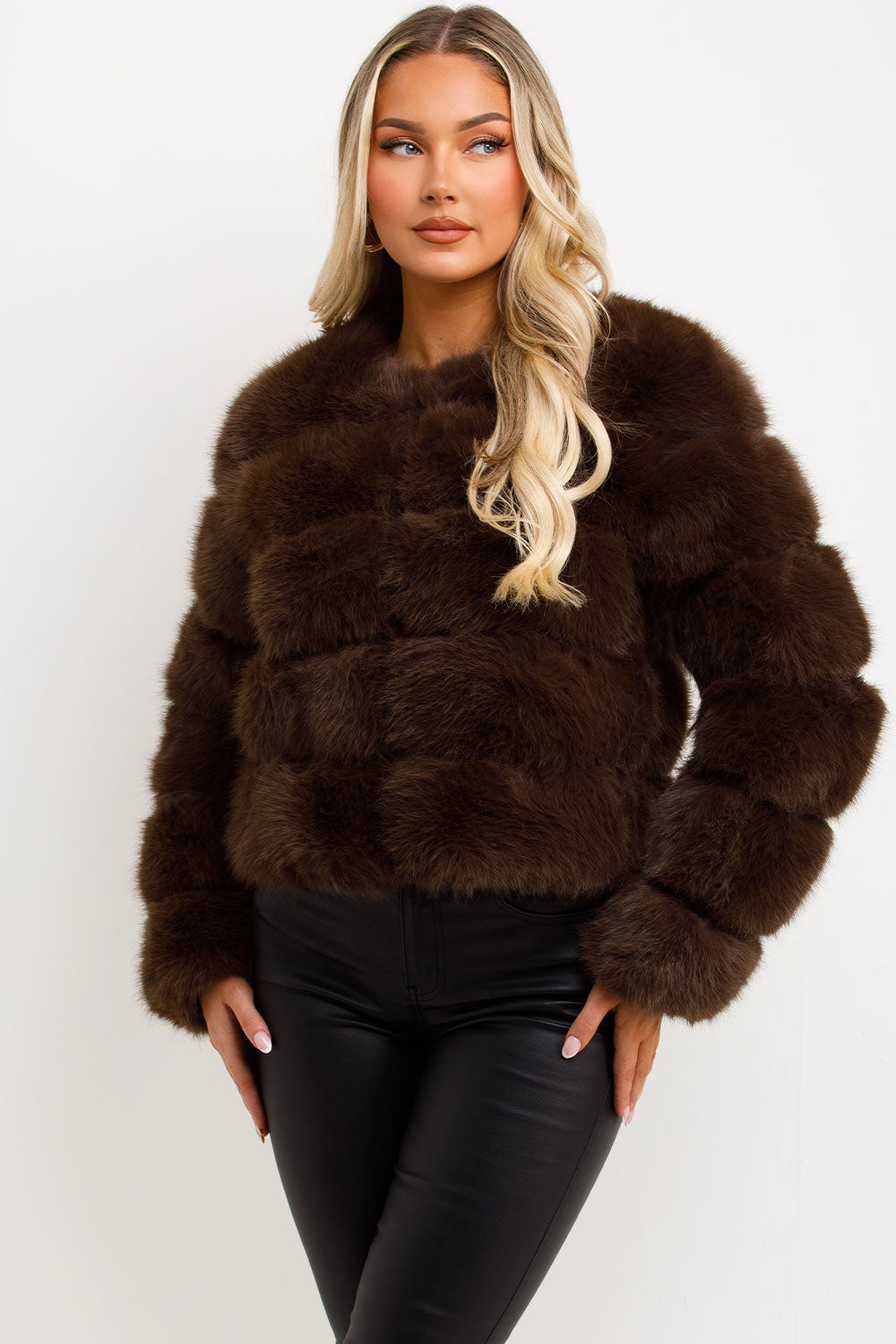 Brown Faux Fur Bubble Coat | Xtralitty