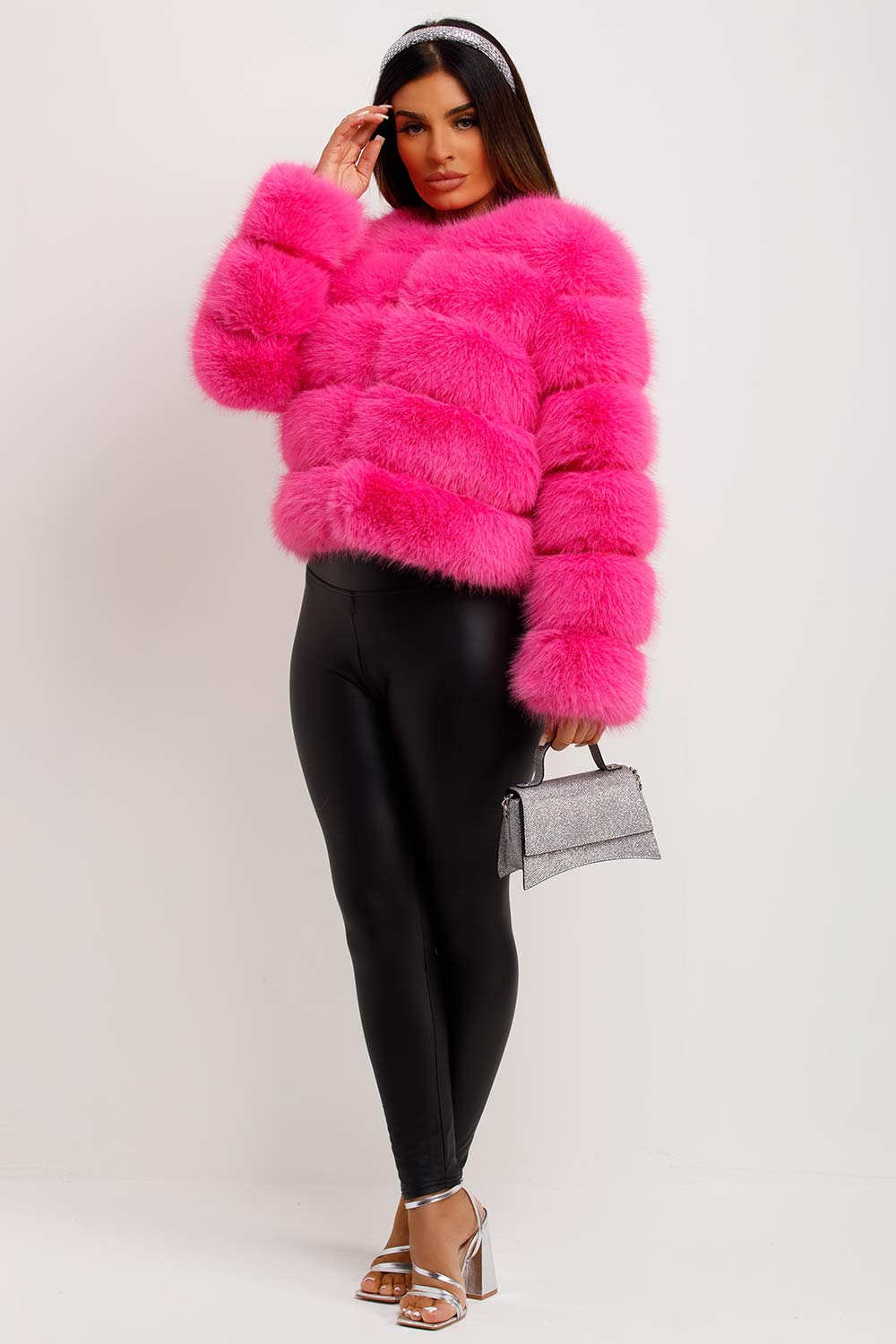 Faux Fur Bubble Coat Bright Pink | Xtralitty
